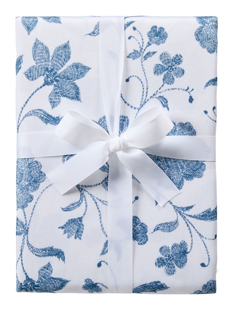 Spill Resistant Floral Print Table Cloth, Blue/White, 60-in x 104-in I231