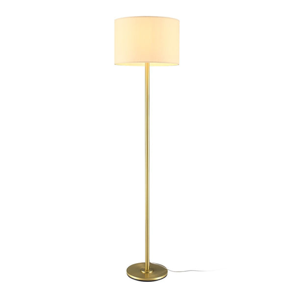 White Drum Shade Floor Lamp, 16-in, Metallic Gold/Matte Brass P7907