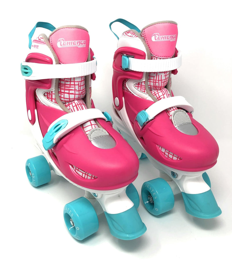 Kids' Adjustable Quad Rollerblades Bundle, Pink R1506