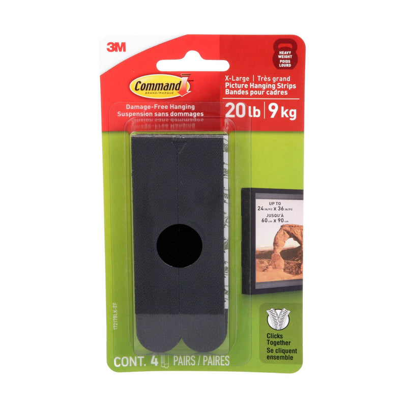 20-lb Black Picture Hanging Strips, 17217BLK-EF | 4 Pairs, X-Large Strips H9256