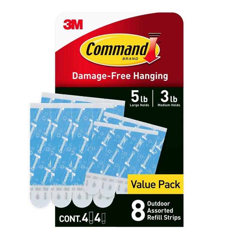 8-Piece 5-lb Medium and Large White All Weather Outdoor & Bath Damage Free Hanging Strips U7721