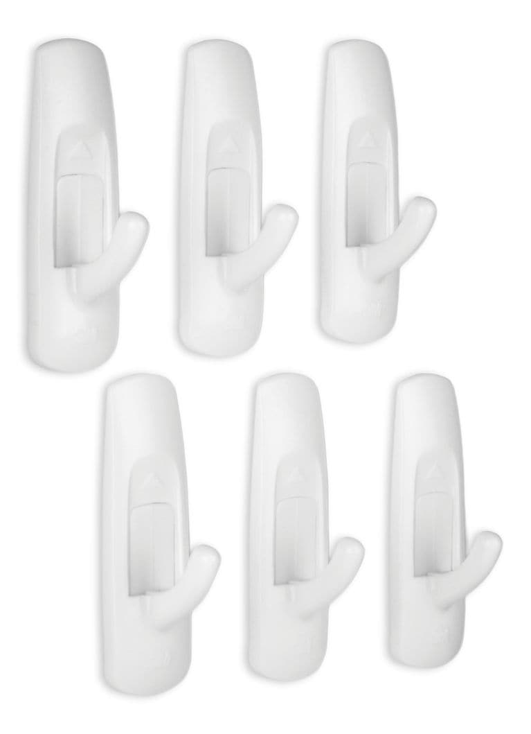 Medium Utility Hooks in Reclosable Package, Adhesive, No Surface Damage, 3-lb, 6 Strips per Pack W8831