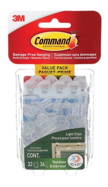 Outdoor Light Clips with Foam Strips, No Surface Damage, 32 Strips per Pack L1020