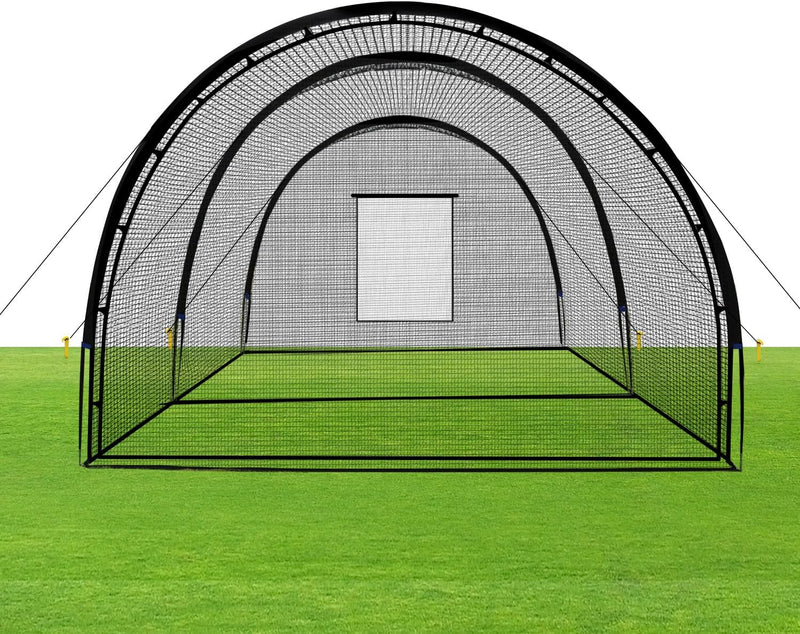 Baseball Batting Cage Net Batting Cages for Backyard Portable Baseball and Softball Batting Cages with Pitching Machine Hole and Detachable Door for Backyard Outdoor Hitting Practice O4731