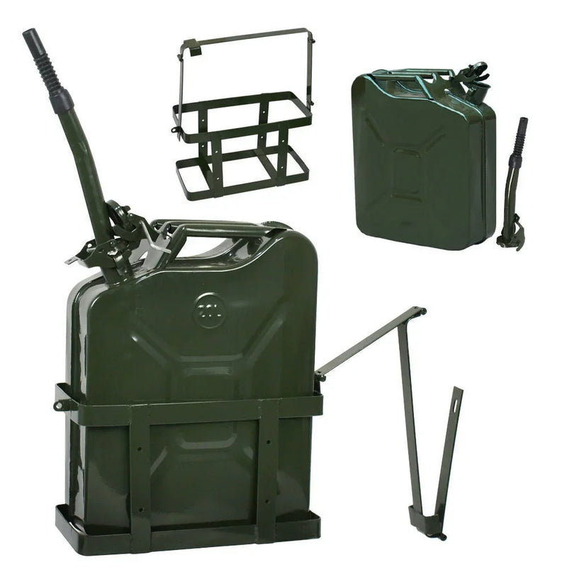 Jerry Can with Holder 20L Liter 5 Gallons - Steel Tank Gasoline Green K1233