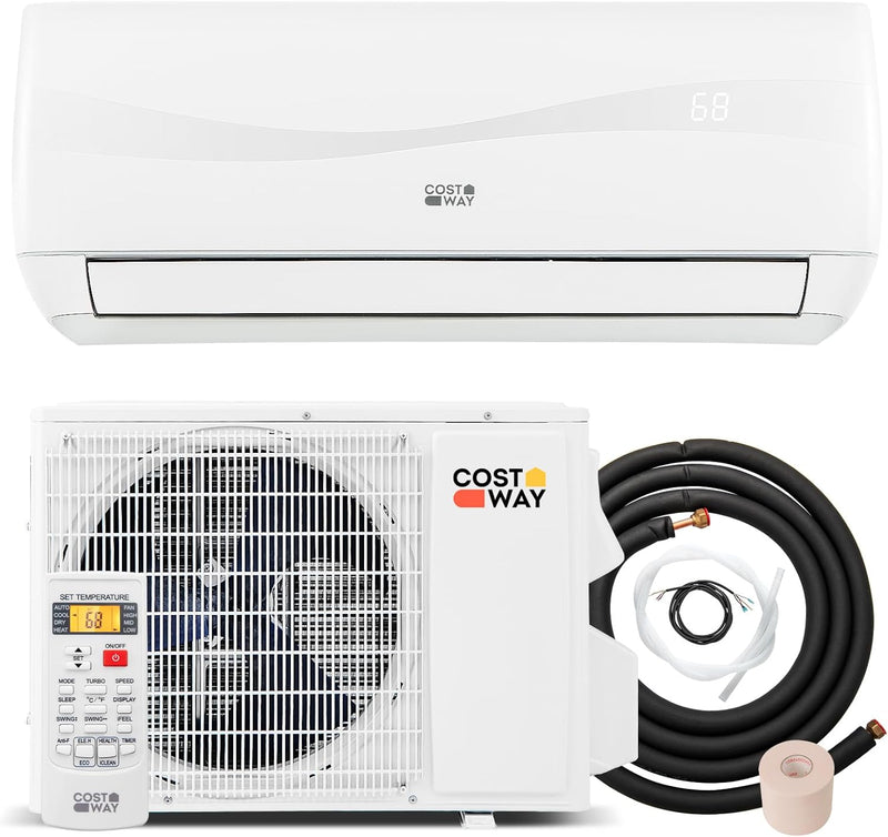 12000-watt mini split air conditioner and heater, 20 energy efficiency rating, 115 volts, wall-mounted tubeless air conditioning unit, capable of cooling rooms with an area not exceeding 750 square feet, energy-efficient inverter air conditioner equi X480