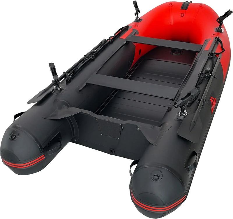 Inflatable Boat | Yacht Dinghy Tender Raft | Multi Person Fishing Boat | Aluminum Floor Oars | Fishing Rod Holders | Heavy-Duty PVC | 2024 Model | D4234