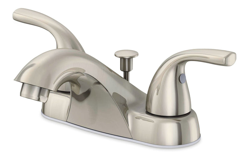 Renovate Double Handle Bathroom Sink Faucet with Pop-up Drain, 4-in Centreset, Brushed Nickel J7541
