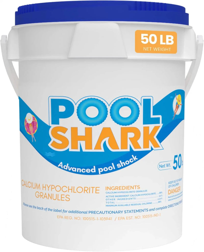 68% Calcium Hypochlorite Pool Shock for Swimming Pools - Chlorine Granules Swimming Pool Shock 50 lbs Bucket - Pool Chlorine for Inground and Above Ground Pool Treatment, Saltwater (50lbs) J8668