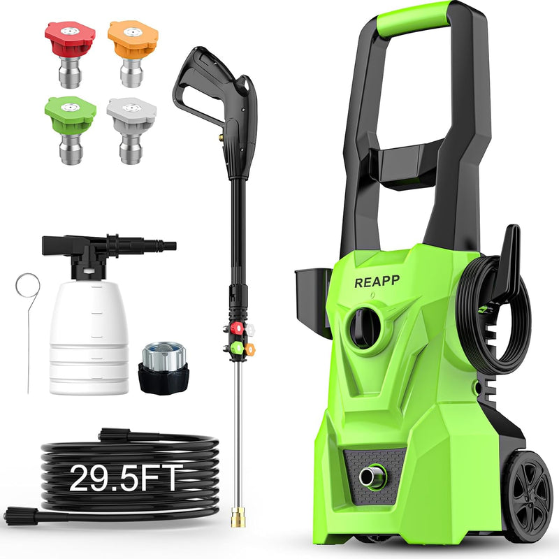 Electric high-pressure cleaning machine, foam sprayer, 4 quick-connect high-pressure nozzles, 2400 pounds/square inch 2.4 gallons/minute powerful cleaning machine, high-pressure cleaning equipment for B2785