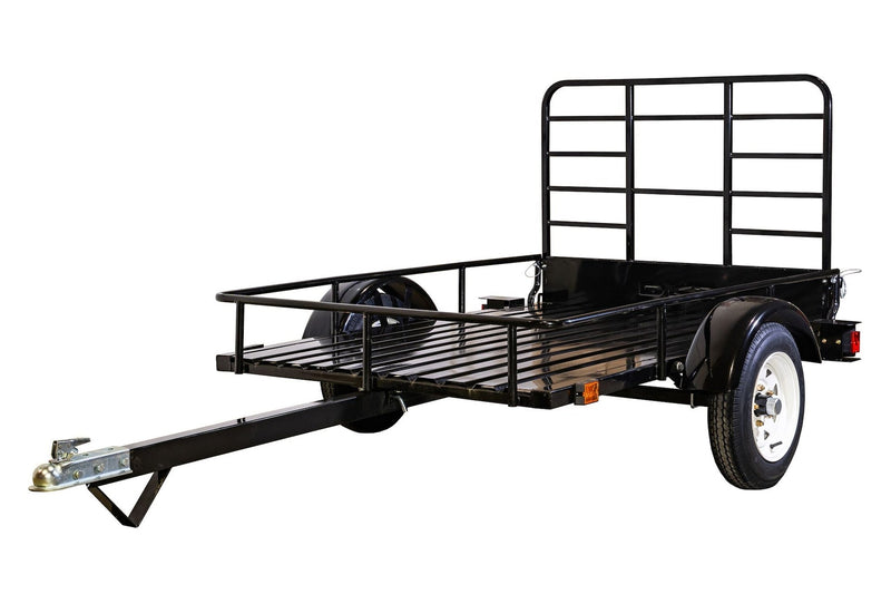 by Marlon 4x6-ft Single-Axle Black Open Rail Utility Trailer with Ramp Gate, 1314-lb Capacity R5248