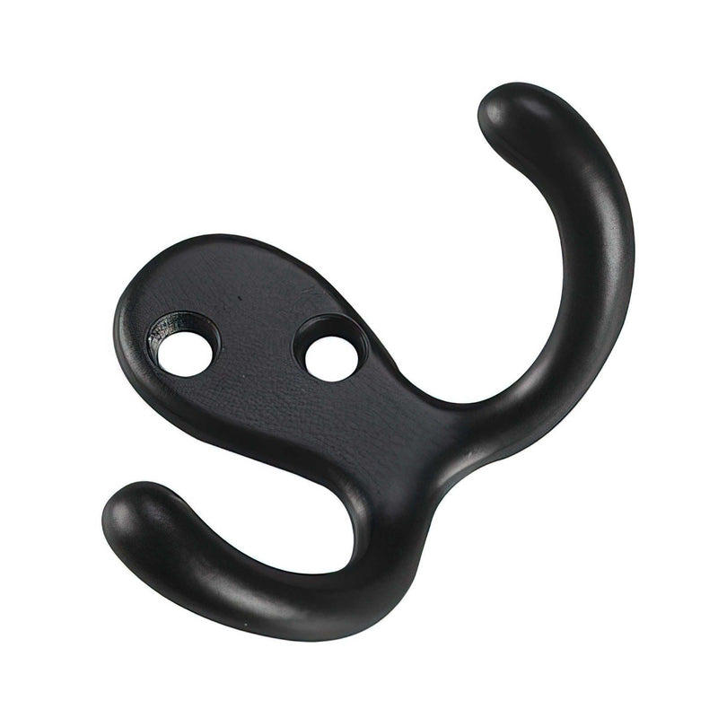 Double Wardrobe Hook, Matte Black, 4pk E1109
