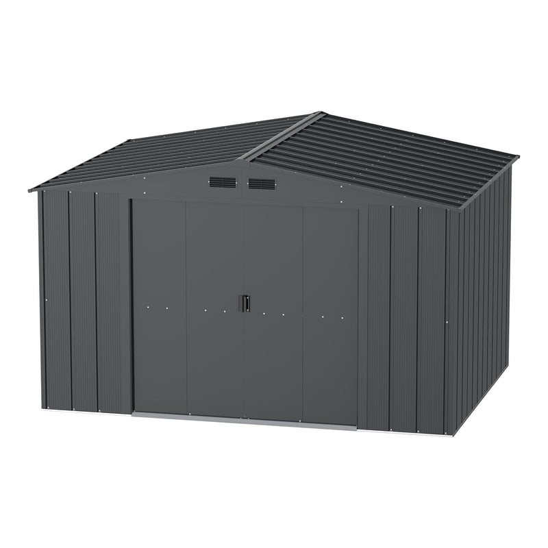 Metal Outdoor Storage Shed with Steel Frame, Dark Grey, 10-1/2-ft x 8-ft J8776