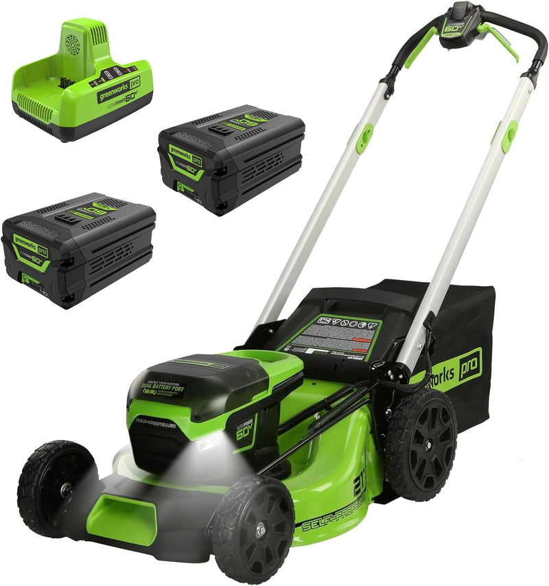 60V 21-inch self-propelled cordless lawn mower, brushless motor, LED lights, including 2 sets of 4.0 Ah batteries and a fast dual-port charger (compatible with 75 tools, running time 45 minutes) R4506