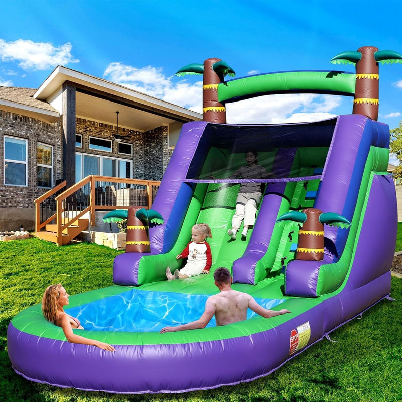 21FT(L) Commercial Grade Water Slide for Adults, (Heavy Duty Full PVC) (Big Splash Water Pool), 750w Blower, Inflatable Waterslide for Backyard, Outdoor Park, 21x9x12ft U4630