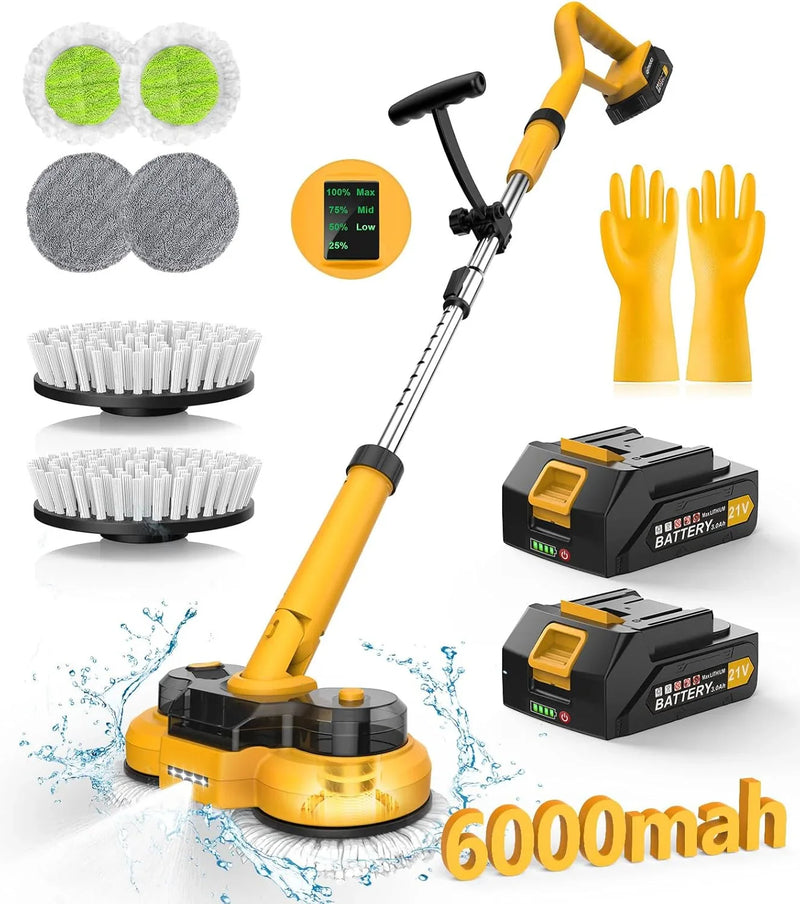 6000mAh Battery Electric Mop M1, 800RPM Cordless Electric Power Scrubber & Mops for Floor Cleaning, Best Automatic Spin Mops with Smart Display,Rotating Mop with LED Light & Water Spray-qimedo Q7547