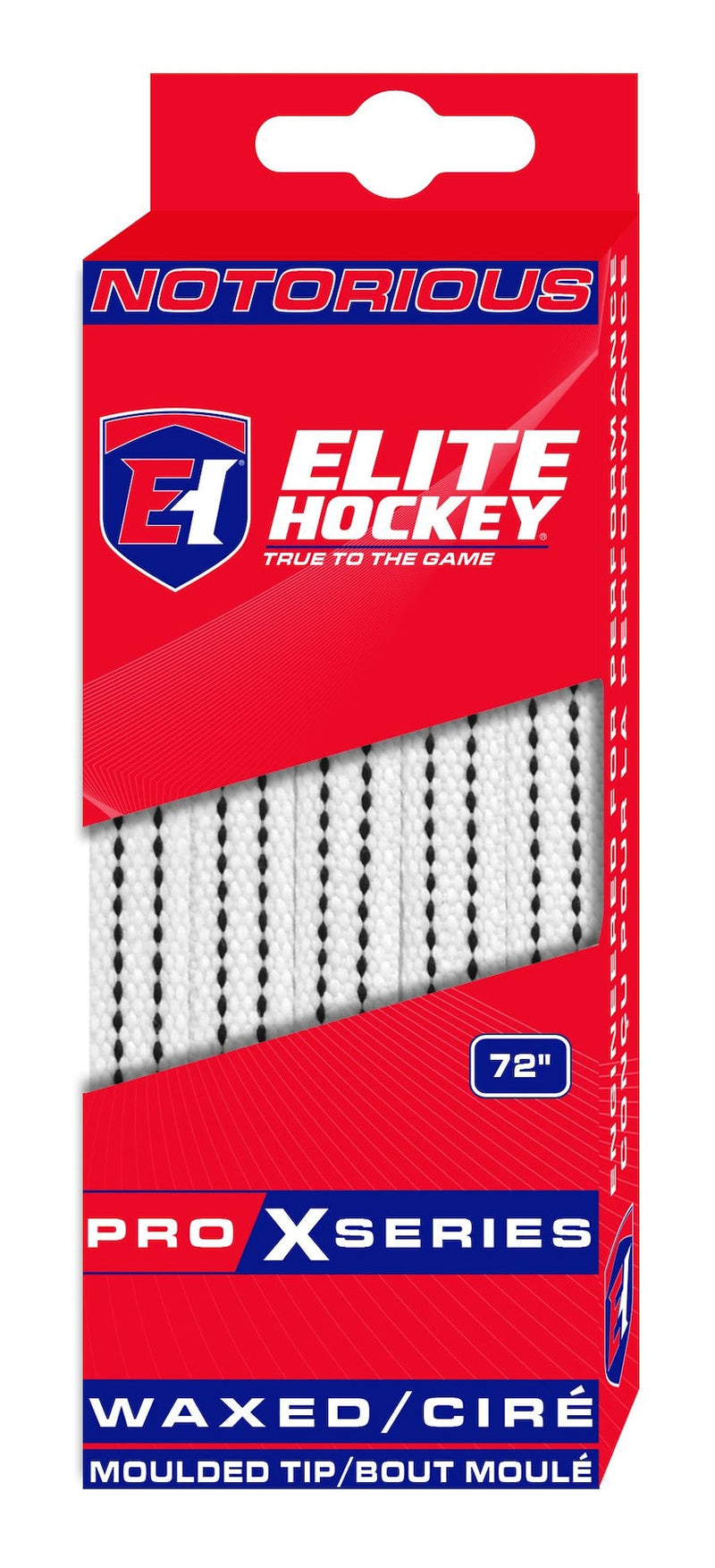 Hockey Notorious Pro X Skate Laces, Waxed, White, Assorted Sizes U0835