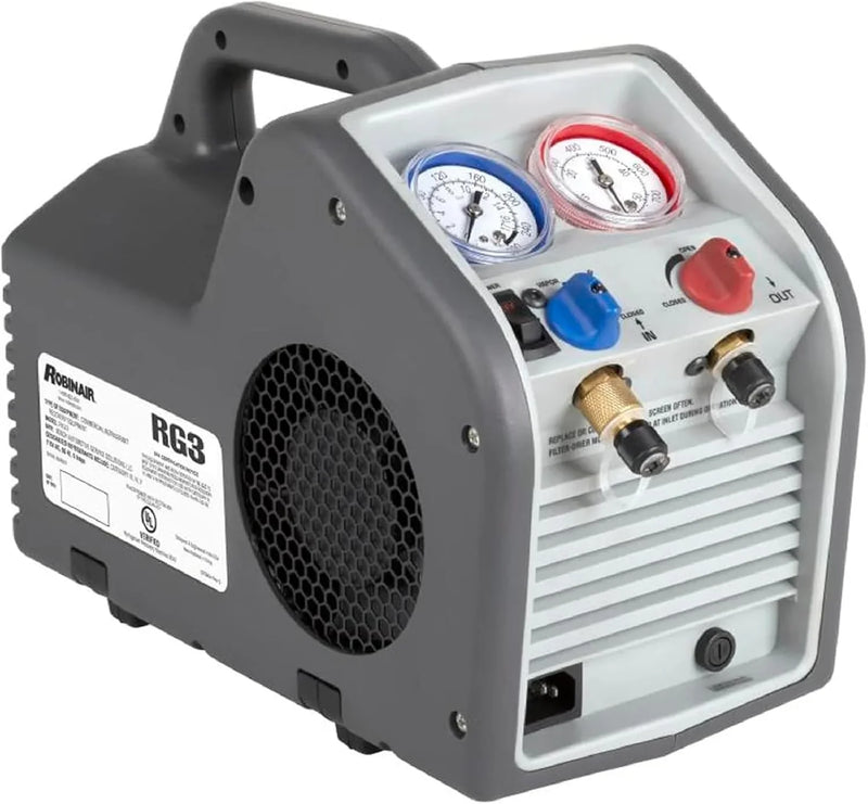 (Portable Refrigerant Recovery Machine – 115V, 60Hz, for Both Liquid and Vapor Refrigerant, White-Robinair O6692