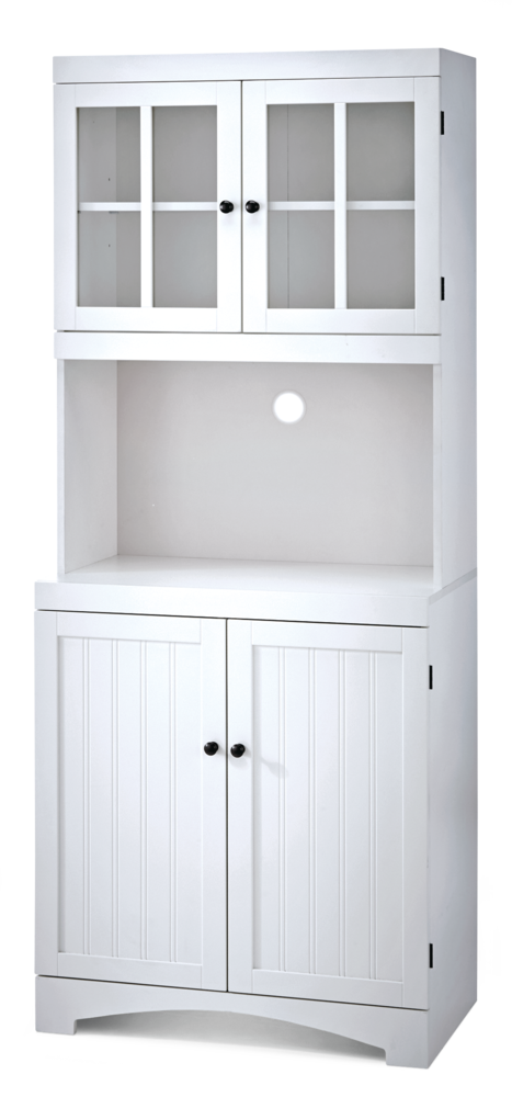 4-Door Open Shelf Freestanding Kitchen Pantry Storage Cabinet, Cream I4215