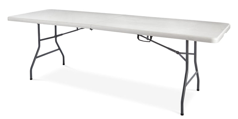 8-ft Portable Plastic & Metal Folding Table with Handle, White L1008