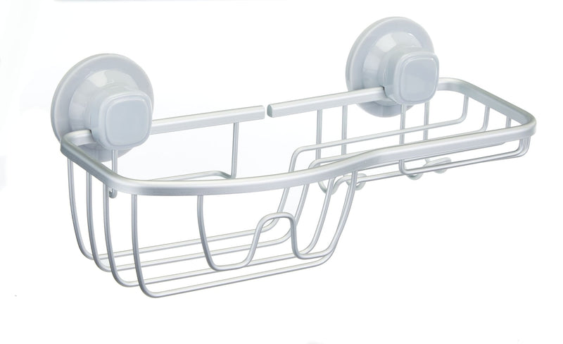 Aluminum Rust-Resistant Suction Basket Shower Caddy with Hook, 3-in x 11-in x 5-in A8000