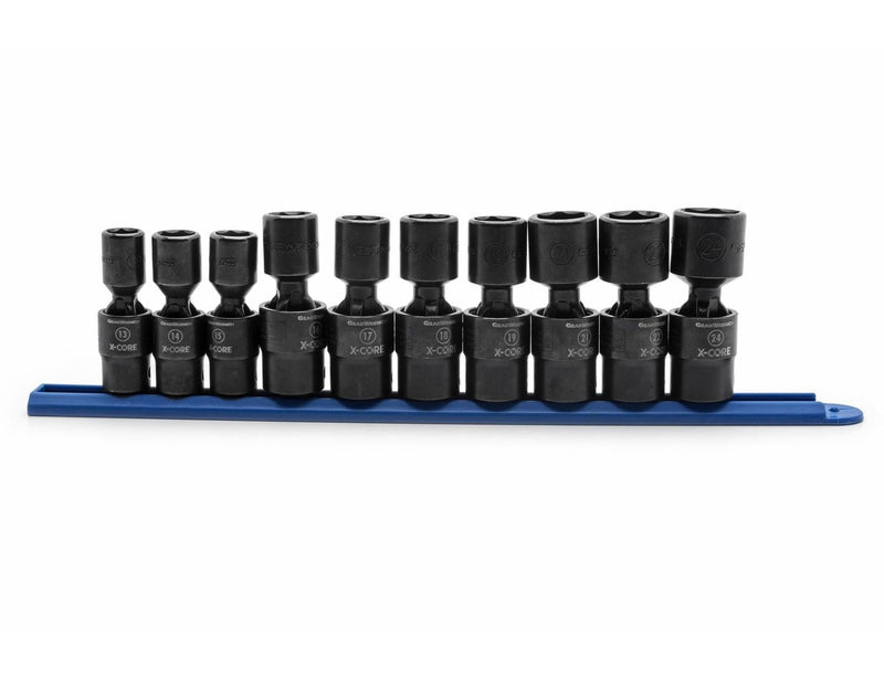 6 Point Standard Drive X-Core Pinless Universal Impact Socket Set, Metric, 1/2-in, 10-pc S6596