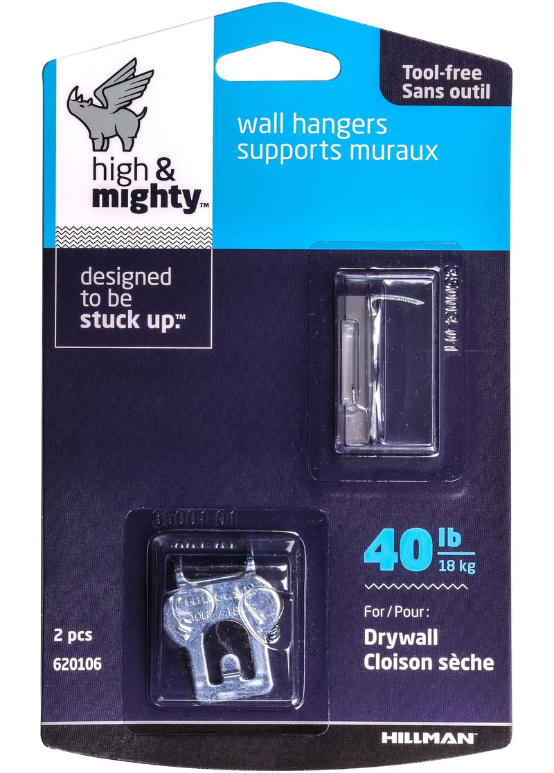 Canvas WAll Hanger, Easy to Remove, 40-lb Capacity, Silver, 2-pk J6108