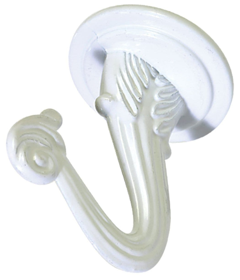 Large Swag Hook, Screw and Anchor Included, Solid Steel, White V5146