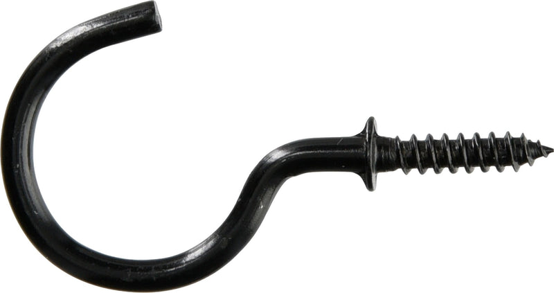 Mug Cup Hook, Half Hook Half Screw, Black, 7/8-in, 40-pk I7570