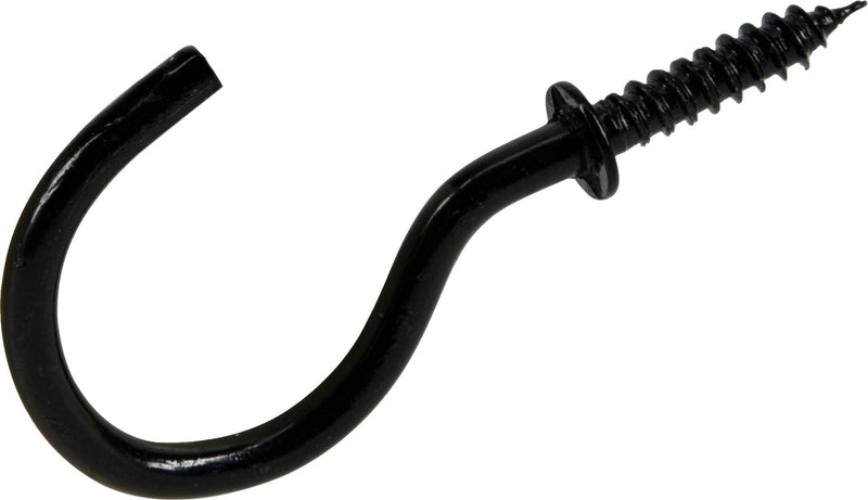 Mug Cup Hook, Half Hook Half Screw, Black, 7/8-in, 8-pk E8903