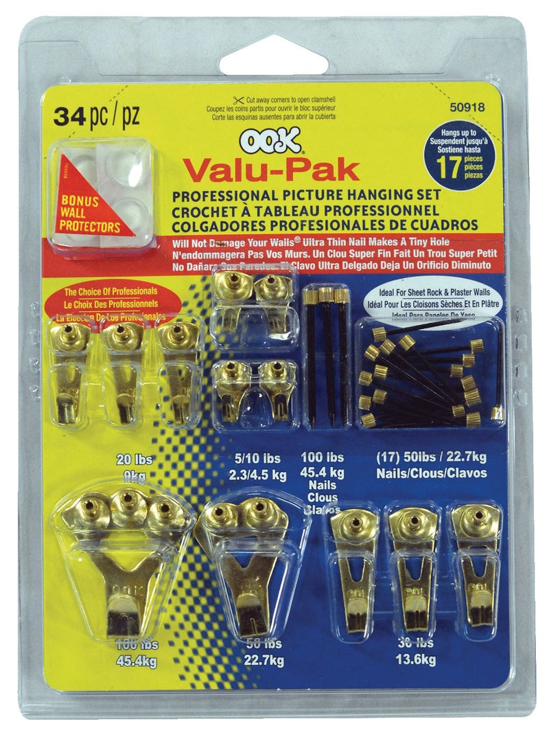 Pro Picture Hanger Kit, Brass Plated, 34-pc A1010