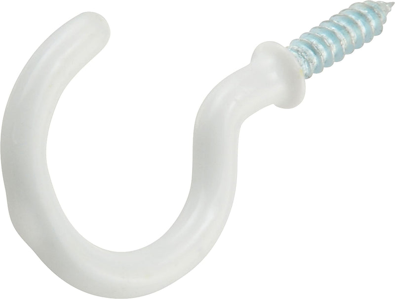 Steel Vinyl Mug Cup Hooks, Screw-In, White, 1-1/4in, 2-pk L6561