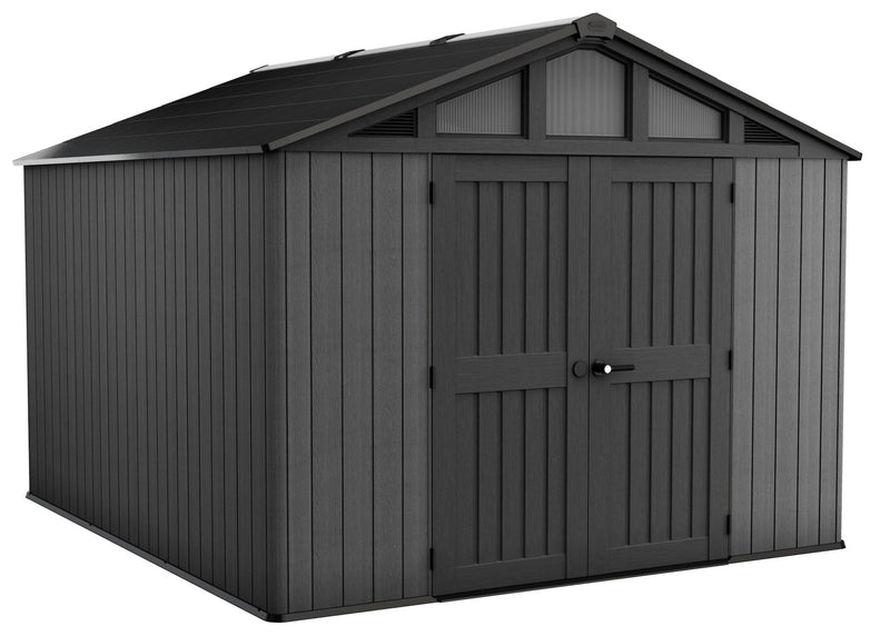 Apex Resin 2-Door Outdoor Storage Shed with Full Length Skylight, Grey, 10-ft x 11.5-ft G6356