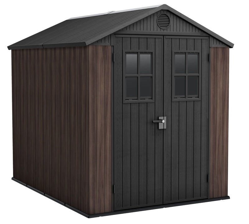 Darwin Resin Outdoor Storage Shed with DecoCoat, Brown, 6-ft x 8-ft B7040