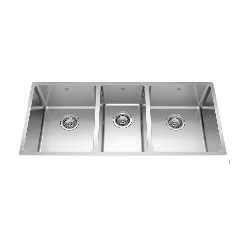 Brookmore Undermount Triple Bowl Kitchen Sink, 41.5-in x 18.1-in x 9-in, Stainless Steel T1389