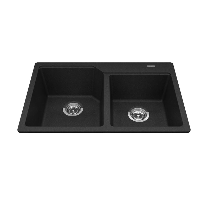 Urban Drop In Granite Double Bowl Kitchen Sink, 30.69-in x 19.69-in x 8.63-in, Onyx V8346