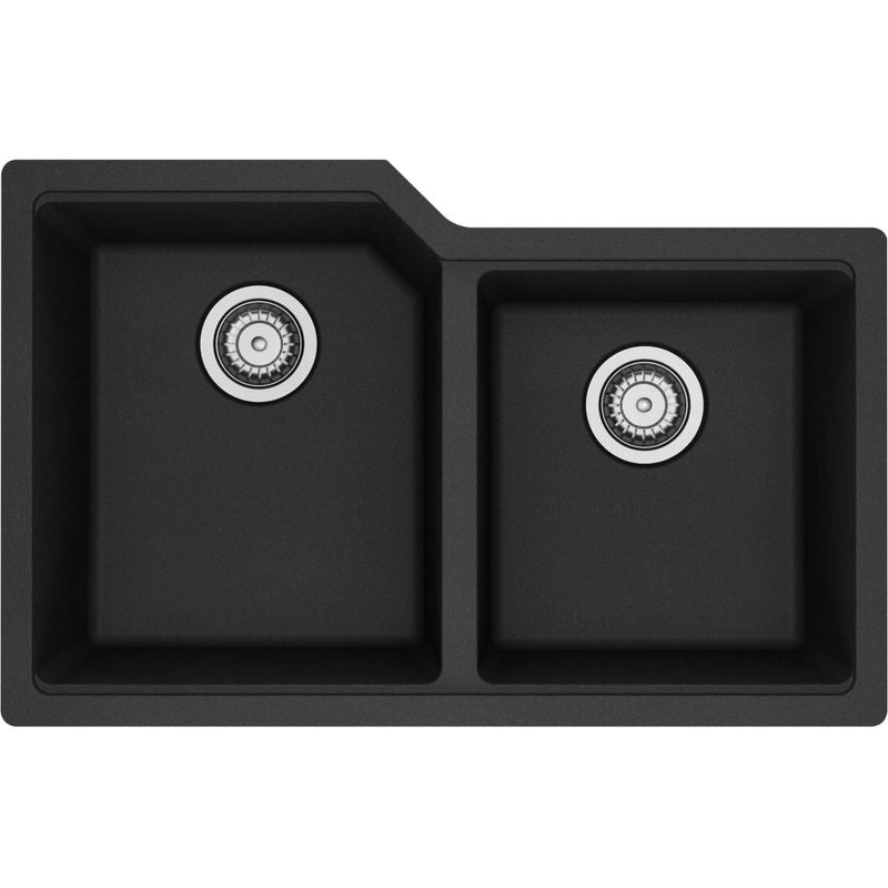 Urban Undermount Granite Double Bowl Kitchen Sink, 30.69-in x 19.69-in x 8.63-in, Onyx K9867