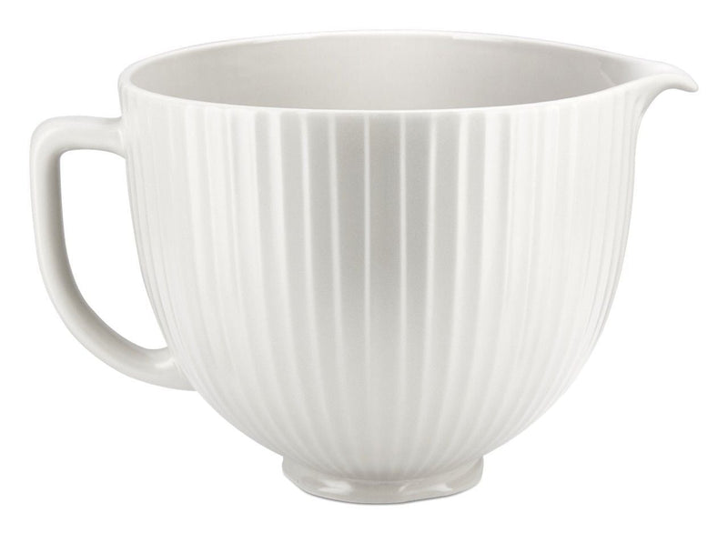 Microwave Safe Ceramic Bowl with Columns, White O4996
