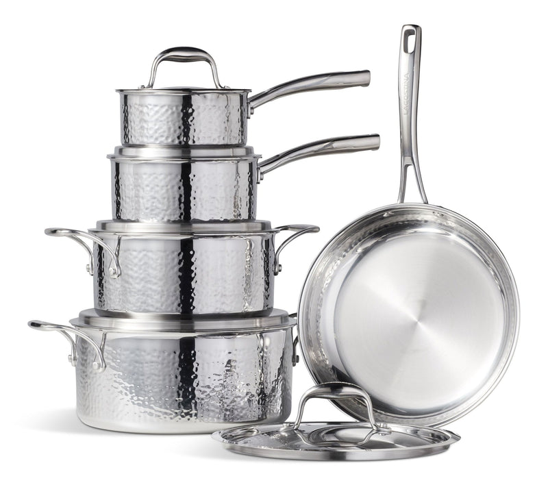 3-Ply Hammered Stainless Steel Cookware Set, 10-pc F0992