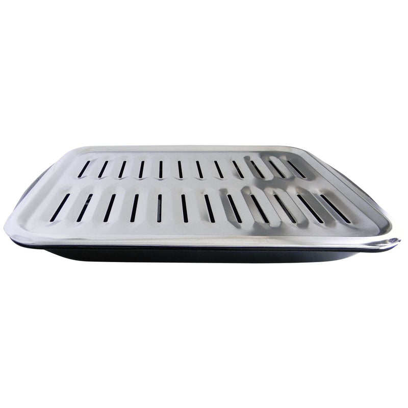 62250 2-in-1 Broiler Pan, Chrome/Porcelain, Dishwasher Safe, Black, 16 x 12.75 x 1.75-in T509