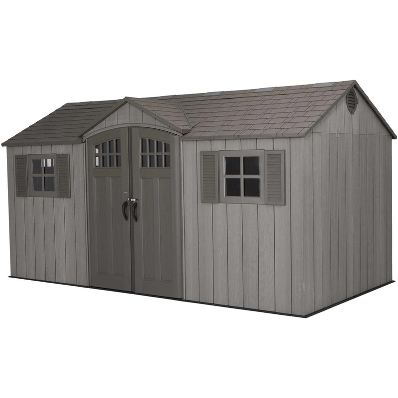 Outdoor Storage Shed with Dual Side Entry, Dark Grey Roughcut, 15 x 8-ft G3175