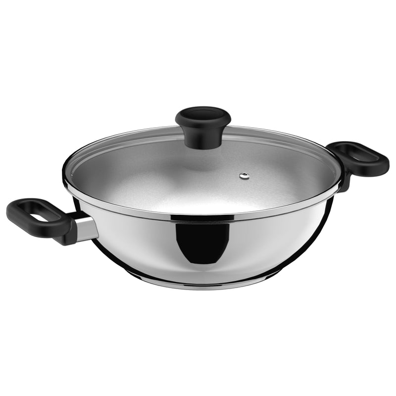 3.4qt Stainless Steel Karahi with lid 26cm 10.25in M6620
