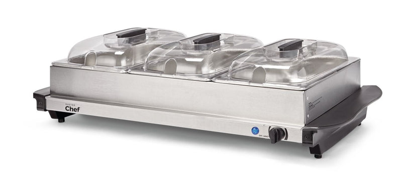 3-Tier Buffet Server/Food Warmer with Warming Tray, Stainless Steel, 300W K1327