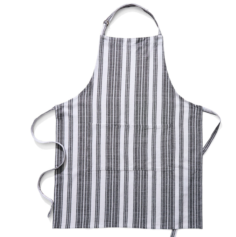 Adjustable Stripped Apron for Cooking, Black & White, One Size Q6455