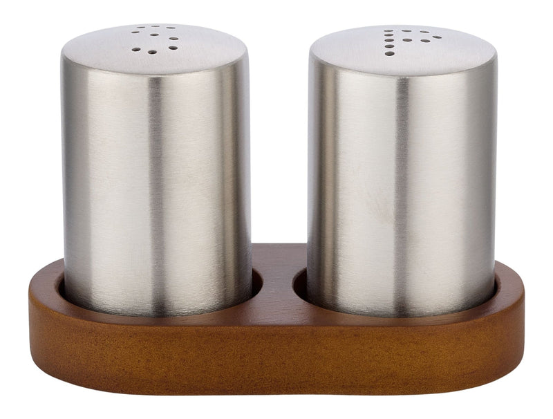 Stainless Steel Salt & Pepper Shaker Set with Tray M2237