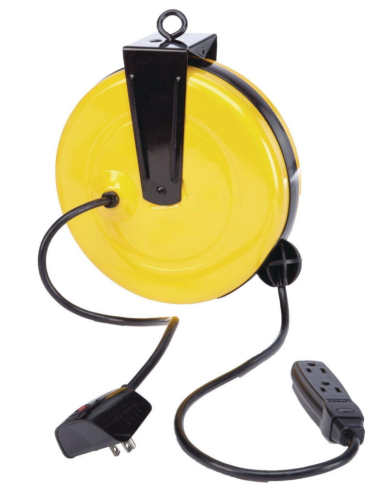 30-ft 16/3 Retractactabe Extension Cord Reel with 3 Grounded Outlets M9973
