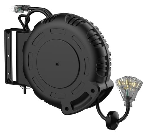 40-ft Retractable Black Extension Cord Reel with Swivel Mount A7019