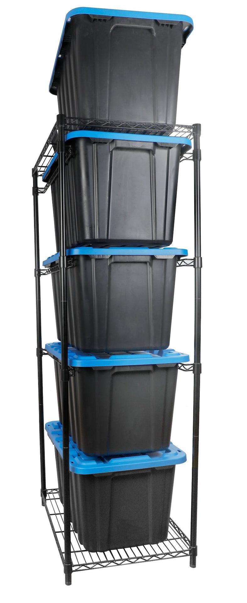 5-Tier Steel Tote Storage Rack, Black, Totes Not Included Z9586