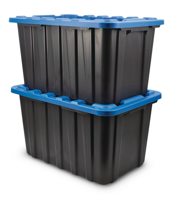 Heavy Duty Plastic Storage Box Container, 102-L, Black, 2-pk S6781