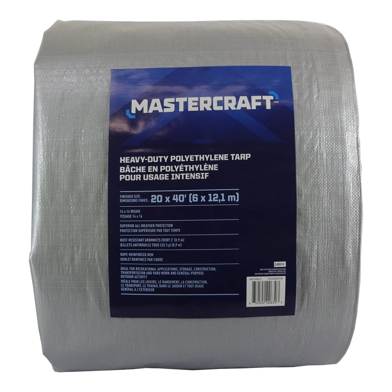 Premium Heavy Duty Tarp, Poly, Waterproof, 20-ft x 40-ft R8610